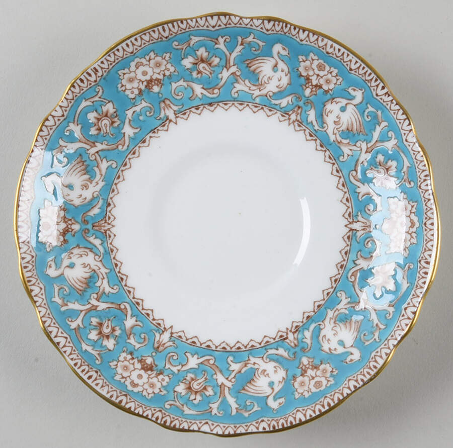 Ellesmere (Turquoise, Gold Trim) Saucer for Footed Cup by Crown Staffordshire-1