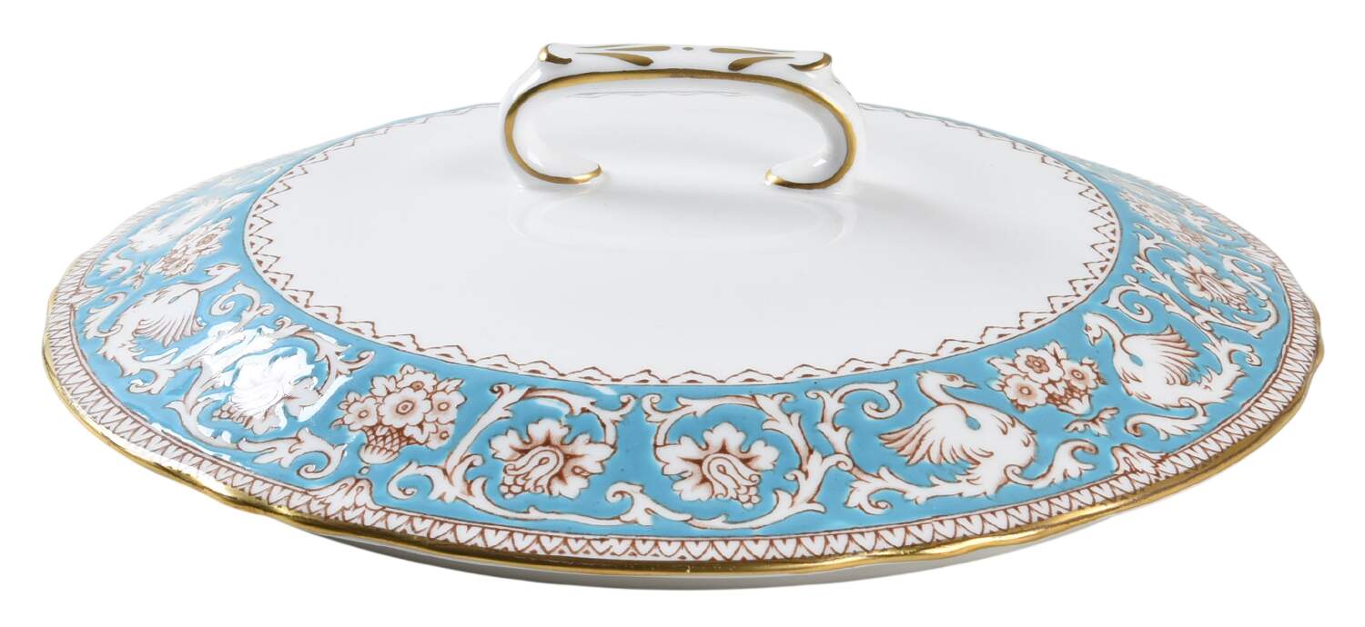 Ellesmere (Turquoise, Gold Trim) Lid for Round Vegetable by Crown Staffordshire-1