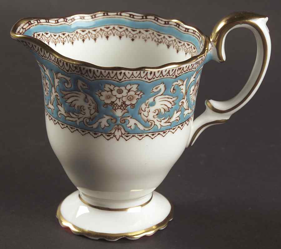 Ellesmere (Turquoise, Gold Trim) Creamer by Crown Staffordshire-1