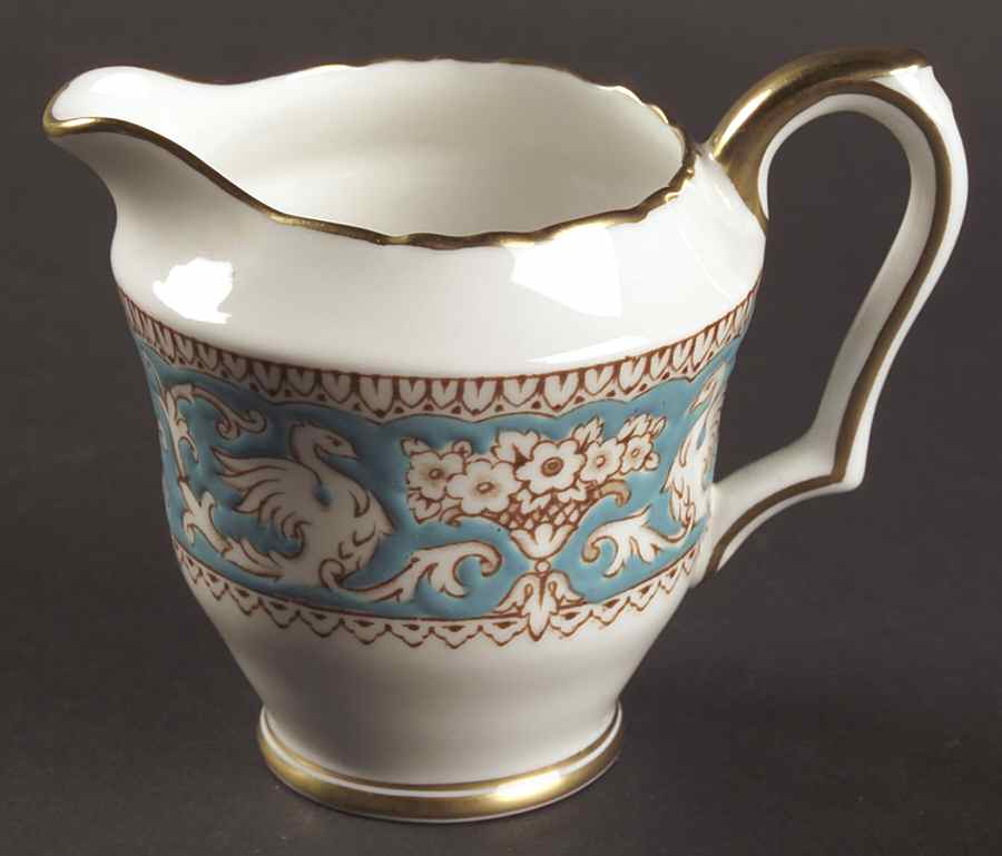 Ellesmere (Turquoise, Gold Trim) Mini Creamer by Crown Staffordshire-1