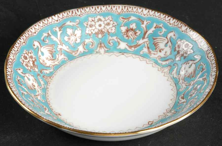 Ellesmere (Turquoise, Gold Trim) Fruit/Dessert (Sauce) Bowl by Crown Staffordshire-1