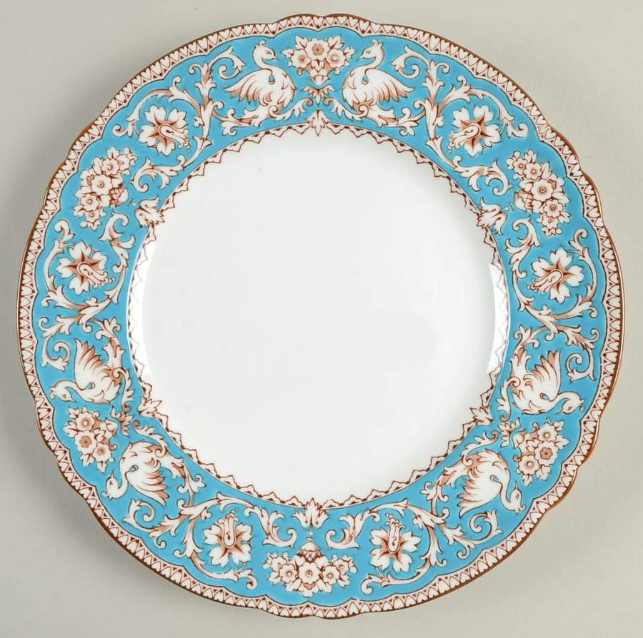 Ellesmere Turquoise and Beige (Tan Trim) Luncheon Plate by Crown Staffordshire-1