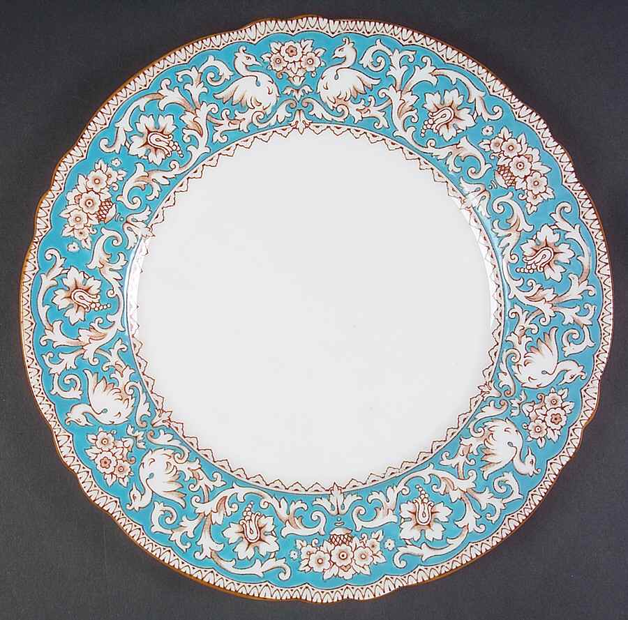 Ellesmere Turquoise and Beige (Tan Trim) Dinner Plate by Crown Staffordshire-1