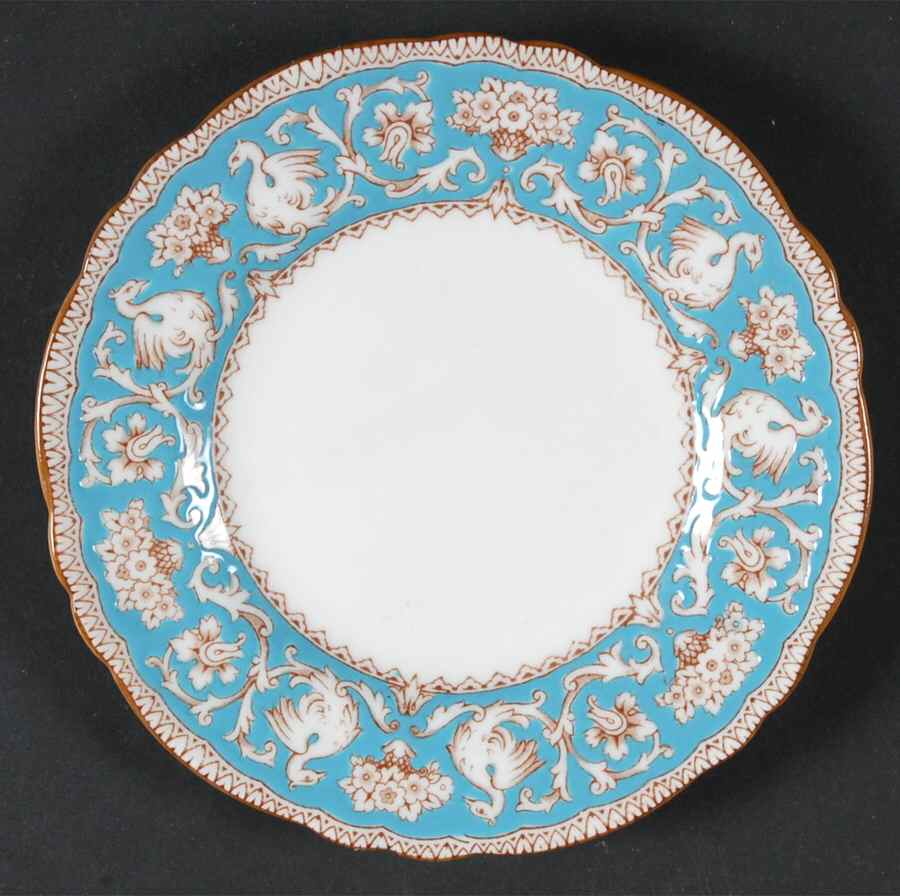 Ellesmere Turquoise and Beige (Tan Trim) Bread & Butter Plate by Crown Staffordshire-1