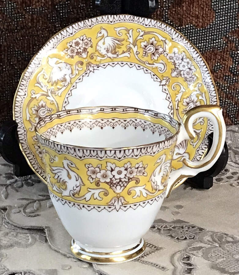 Ellesmere Yellow (Gold Trim) Demitasse Cup & Saucer Set by Crown Staffordshire-1