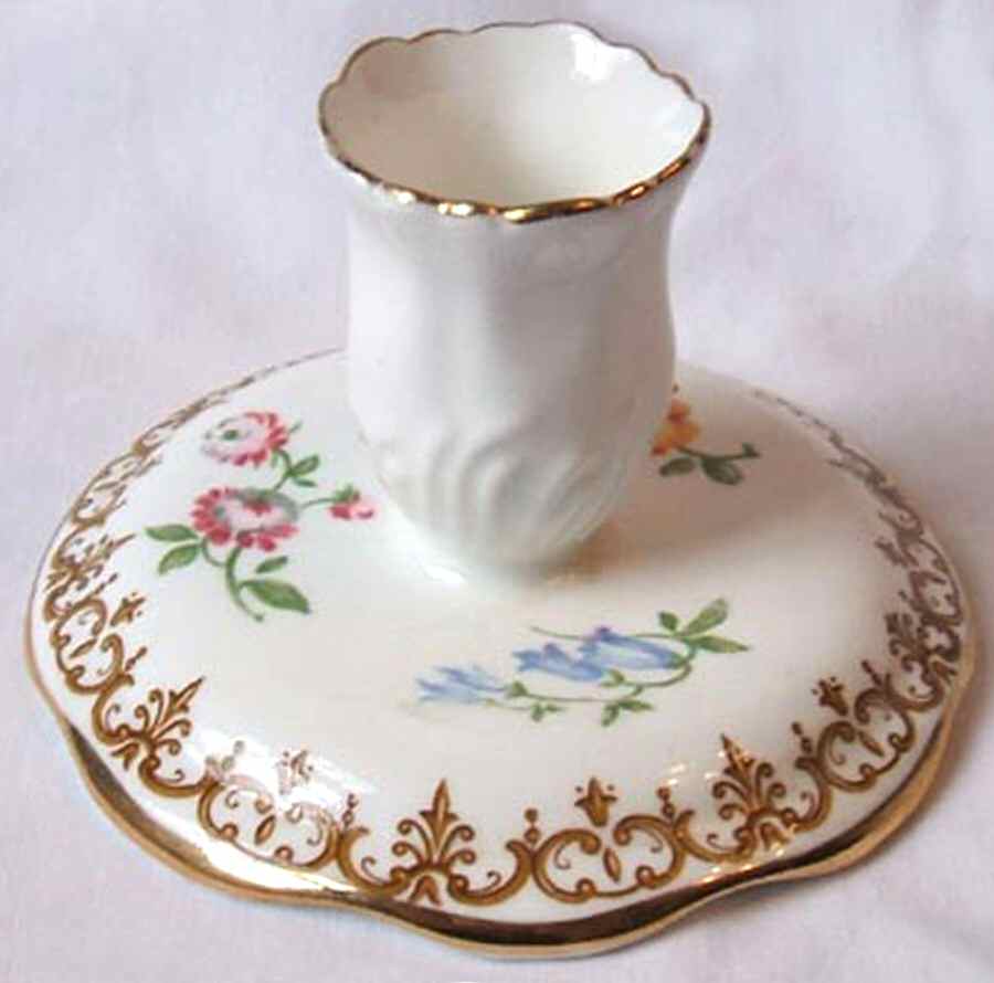England's Bouquet Single Light Candlestick by Crown Staffordshire-1
