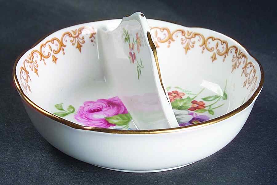 England's Bouquet Double Salt Dip by Crown Staffordshire-1