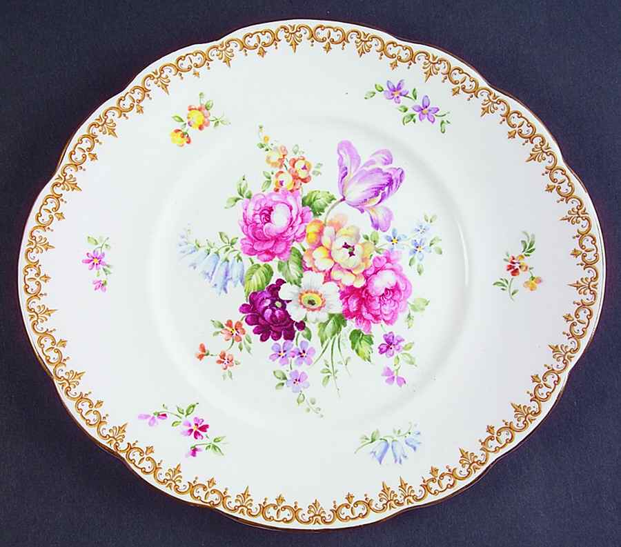 England's Bouquet Handled Cake Plate by Crown Staffordshire-1