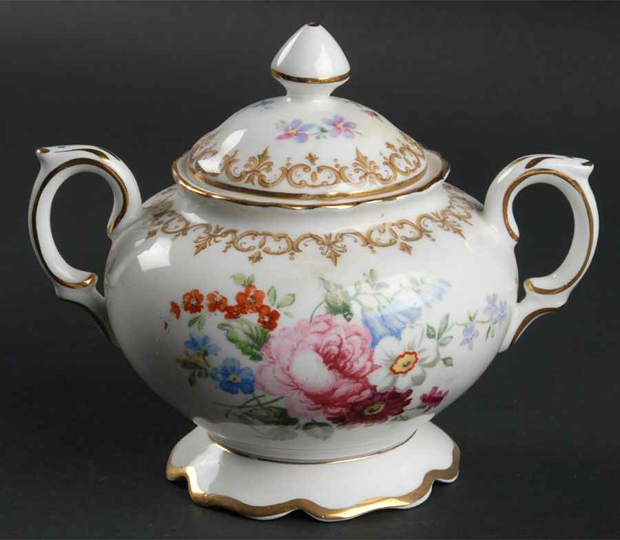England's Bouquet Sugar Bowl & Lid by Crown Staffordshire-1