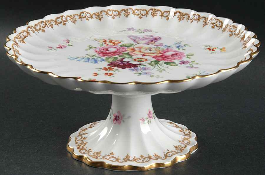 England's Bouquet Round Compote (Height X Width) by Crown Staffordshire-1