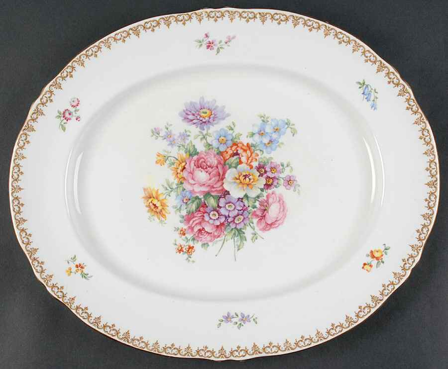 England's Bouquet 15" Oval Serving Platter by Crown Staffordshire-1