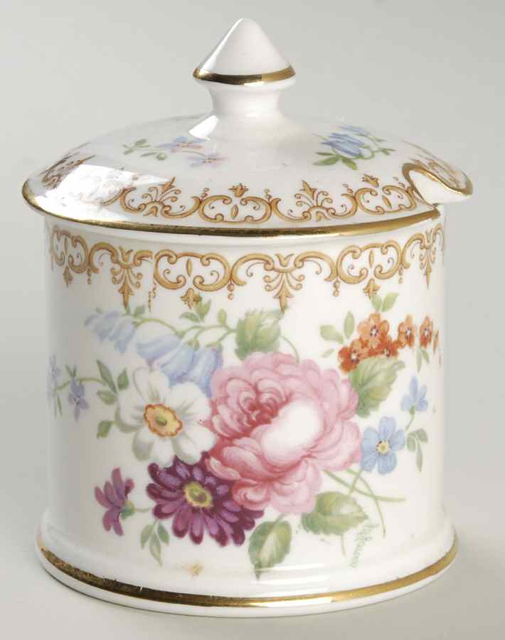 England's Bouquet Jam/Jelly & Lid by Crown Staffordshire-1