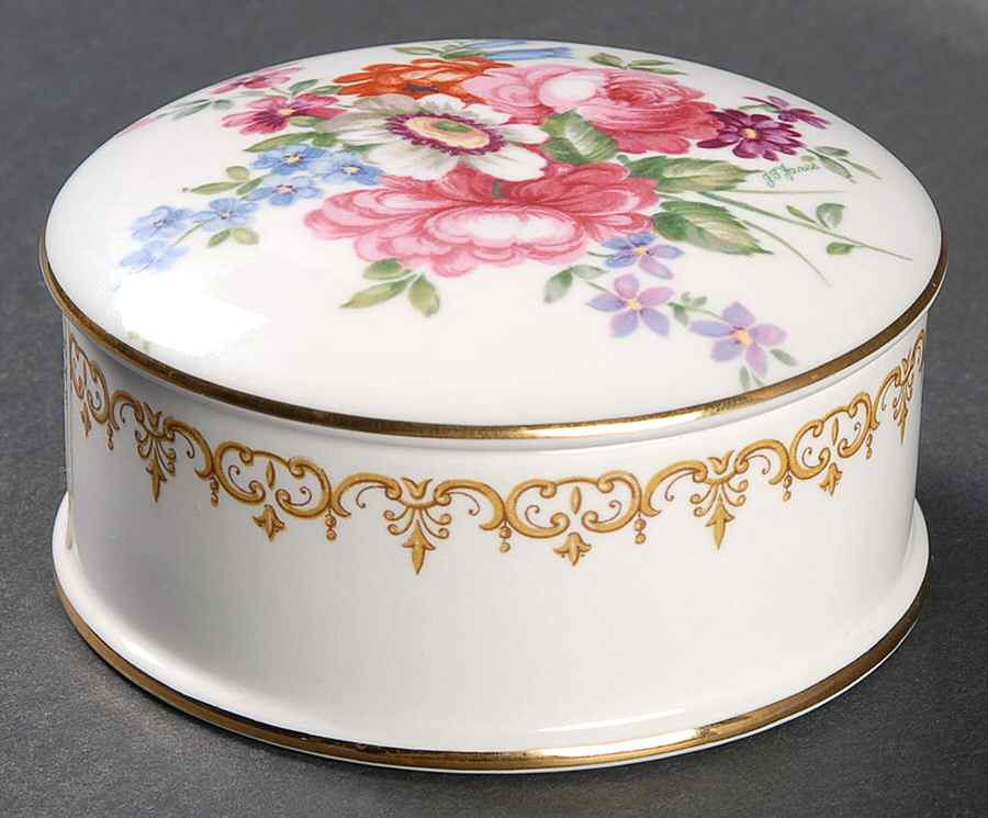 England's Bouquet Round Box & Lid by Crown Staffordshire-1