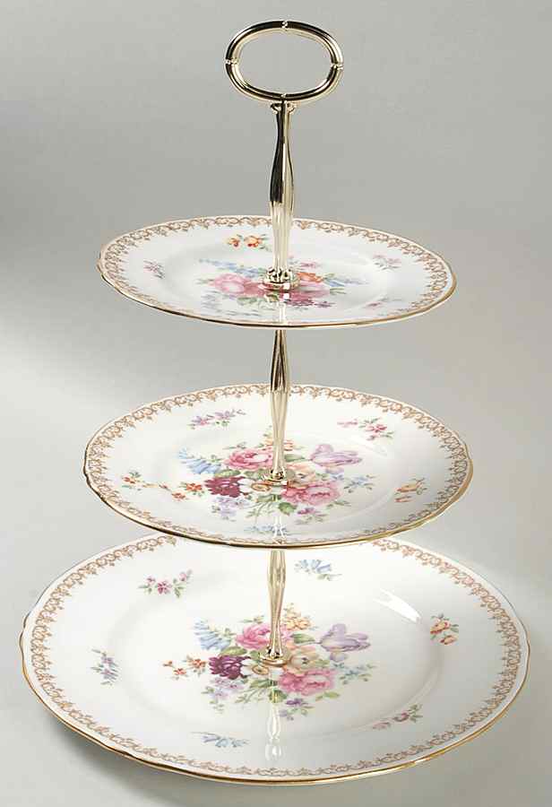 England's Bouquet 3-Tiered Serving Tray (DP, SP, BB) by Crown Staffordshire-1