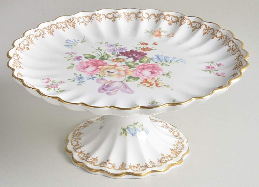 England's Bouquet Round Compote (Height X Width) by Crown Staffordshire-1