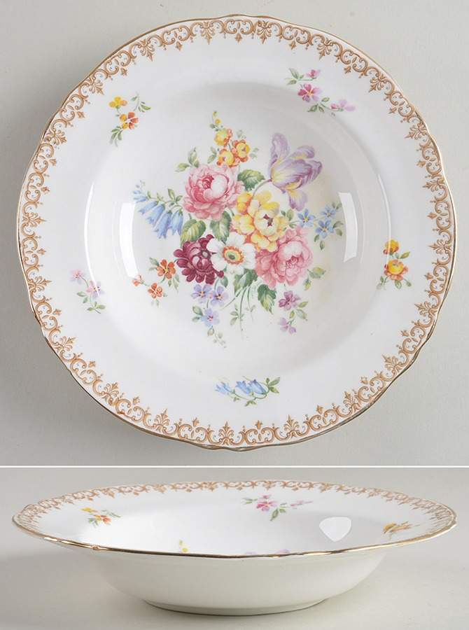 England's Bouquet Rim Soup Bowl by Crown Staffordshire-1
