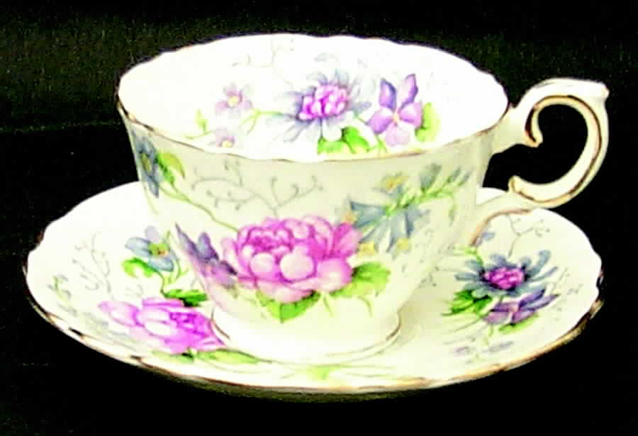 England's Glory (Scalloped) Footed Cup & Saucer Set by Crown Staffordshire-1