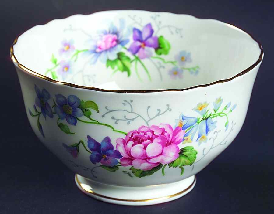 England's Glory (Scalloped) Cranberry Bowl by Crown Staffordshire-1
