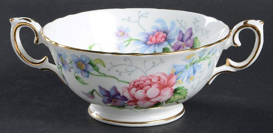 England's Glory (Scalloped) Footed Cream Soup Bowl by Crown Staffordshire-1