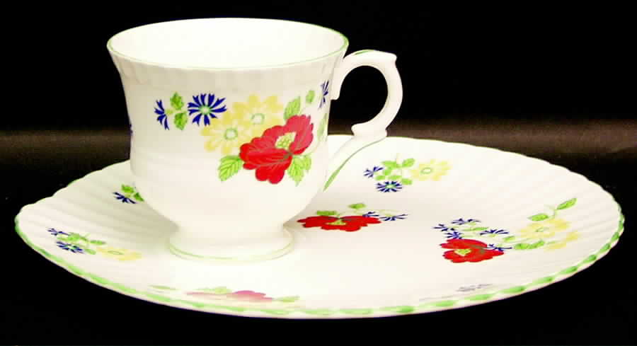 English Garden Snack Plate & Cup Set by Crown Staffordshire-1