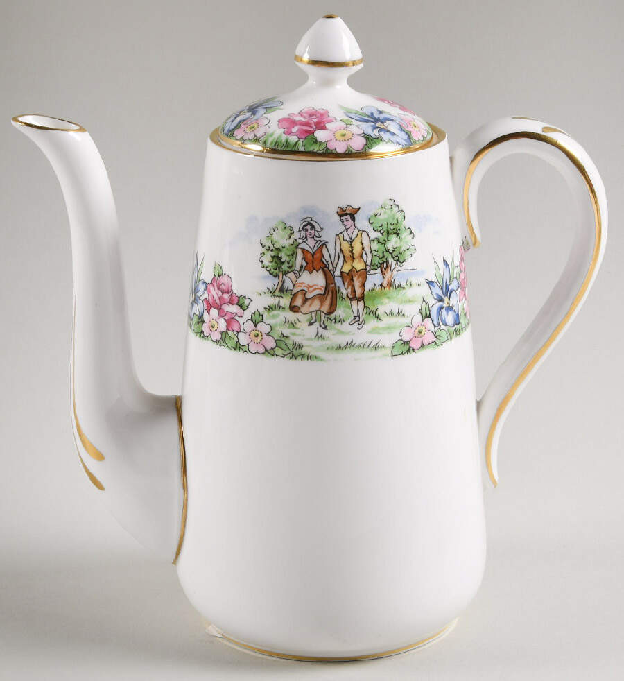 Evangeline's Arcadian Gardens Mini Coffee Pot & Lid by Crown Staffordshire-1
