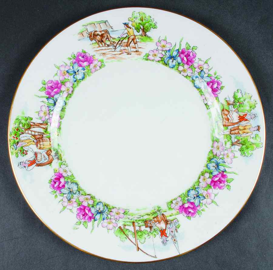 Evangeline's Arcadian Gardens Dinner Plate by Crown Staffordshire-1