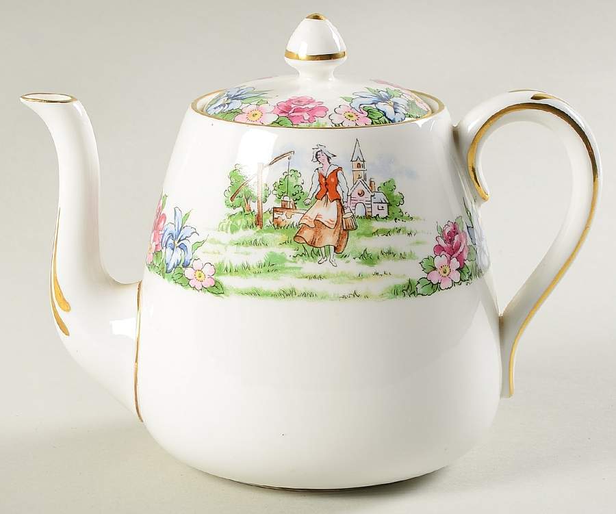 Evangeline's Arcadian Gardens Teapot & Lid by Crown Staffordshire-1