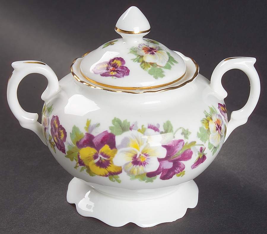 F15069 Sugar Bowl & Lid by Crown Staffordshire-1