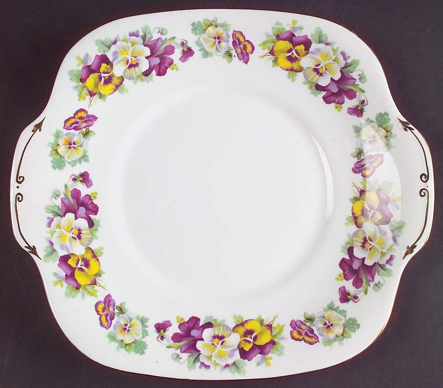 F15069 Square Handled Cake Plate by Crown Staffordshire-1