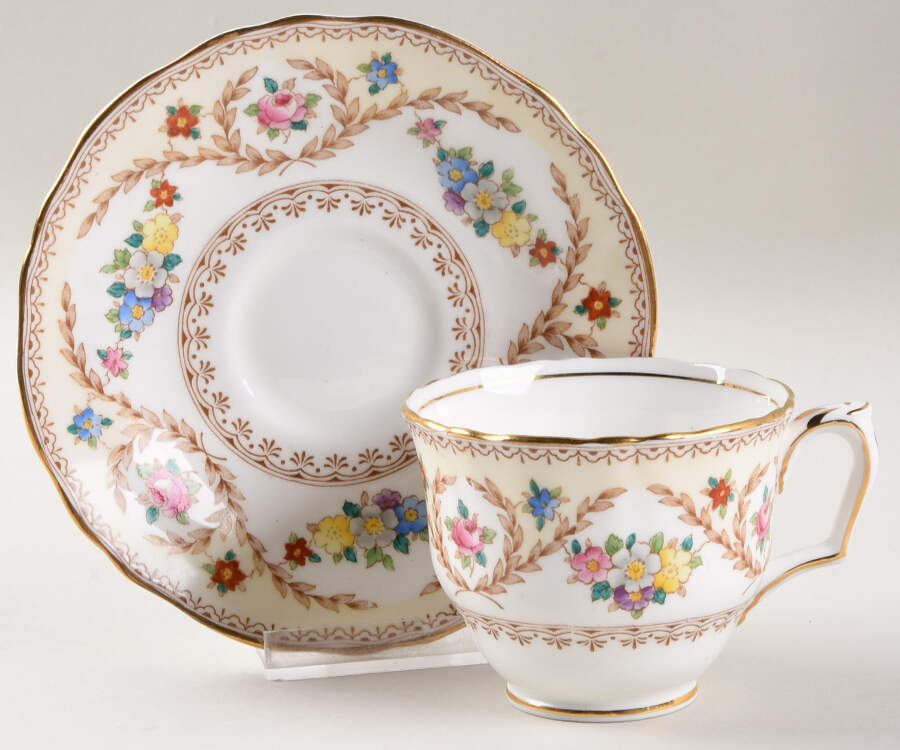 F15744 Footed Cup & Saucer Set by Crown Staffordshire-1