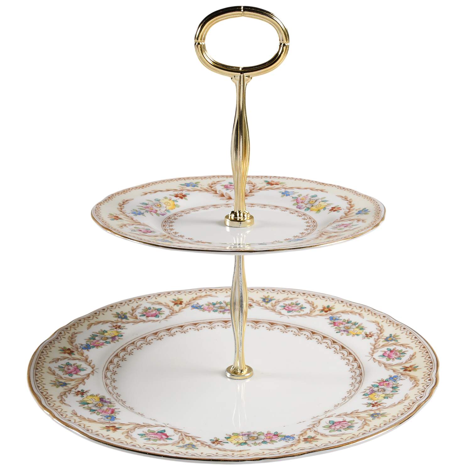 F15744 6 5/8"-10"  2 Tiered Serving Tray (Dp, Sp) HC by Crown Staffordshire-1