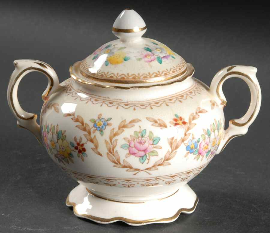 F15744 Sugar Bowl & Lid by Crown Staffordshire-1
