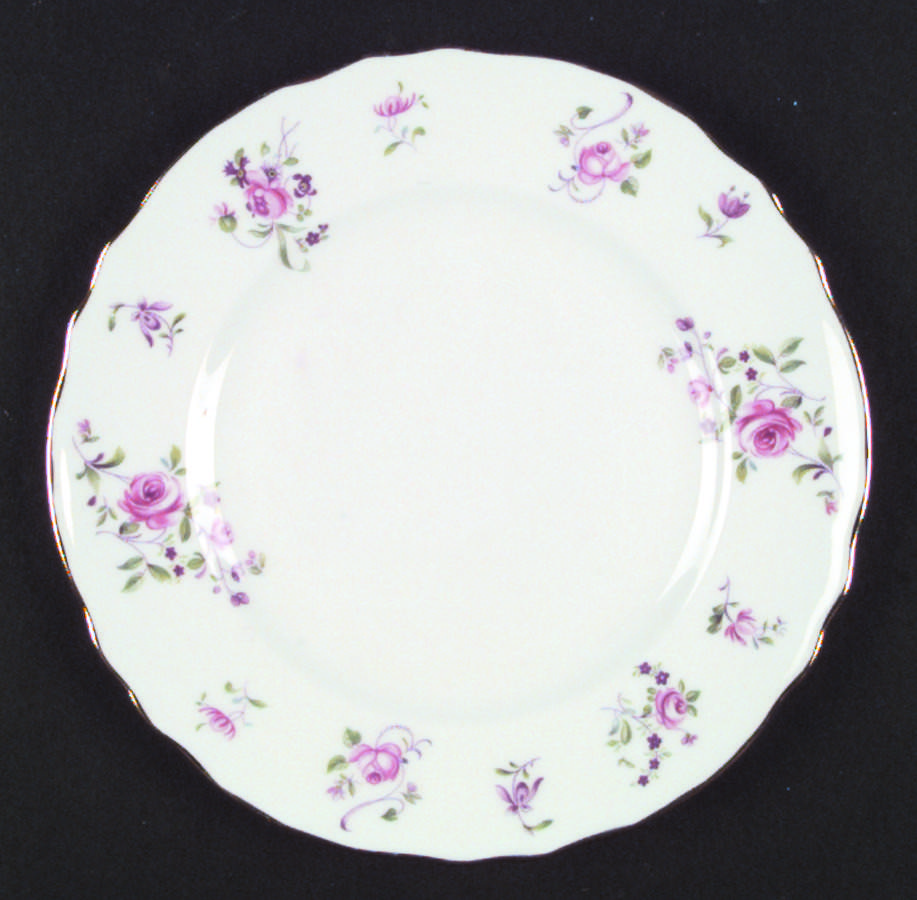 English Rosebud Salad Plate by Crown Staffordshire-1