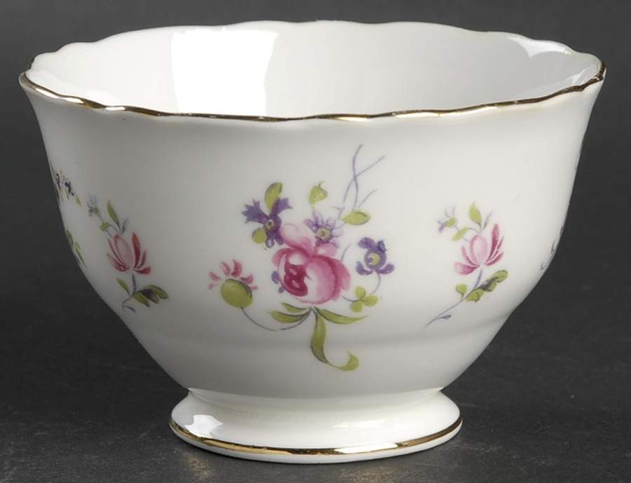 English Rosebud Open Sugar Bowl by Crown Staffordshire-1