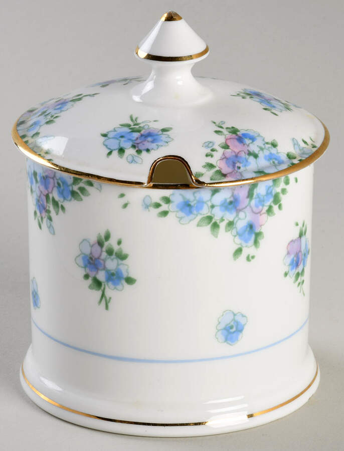 Forget Me Not Jam/Jelly & Lid by Crown Staffordshire-1