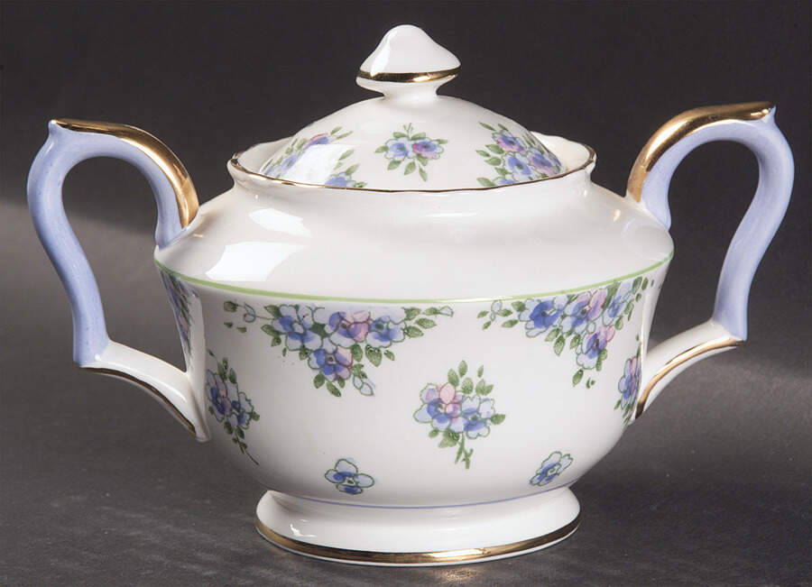 Forget Me Not Sugar Bowl & Lid by Crown Staffordshire-1