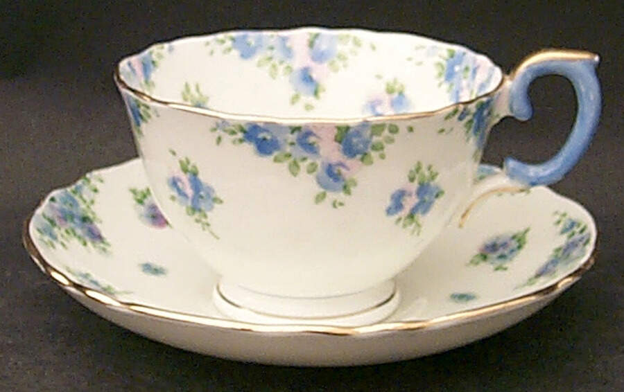 Forget Me Not Footed Cup & Saucer Set by Crown Staffordshire-1