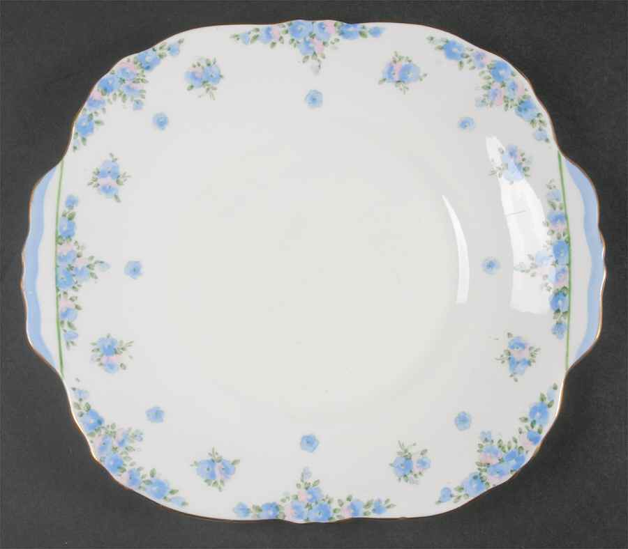 Forget Me Not Square Handled Cake Plate by Crown Staffordshire-1
