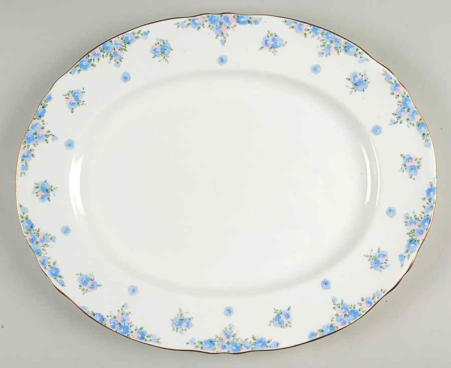 Forget Me Not 13" Oval Serving Platter by Crown Staffordshire-1