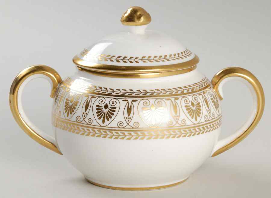 Gold Victoria Sugar Bowl & Lid by Crown Staffordshire-1