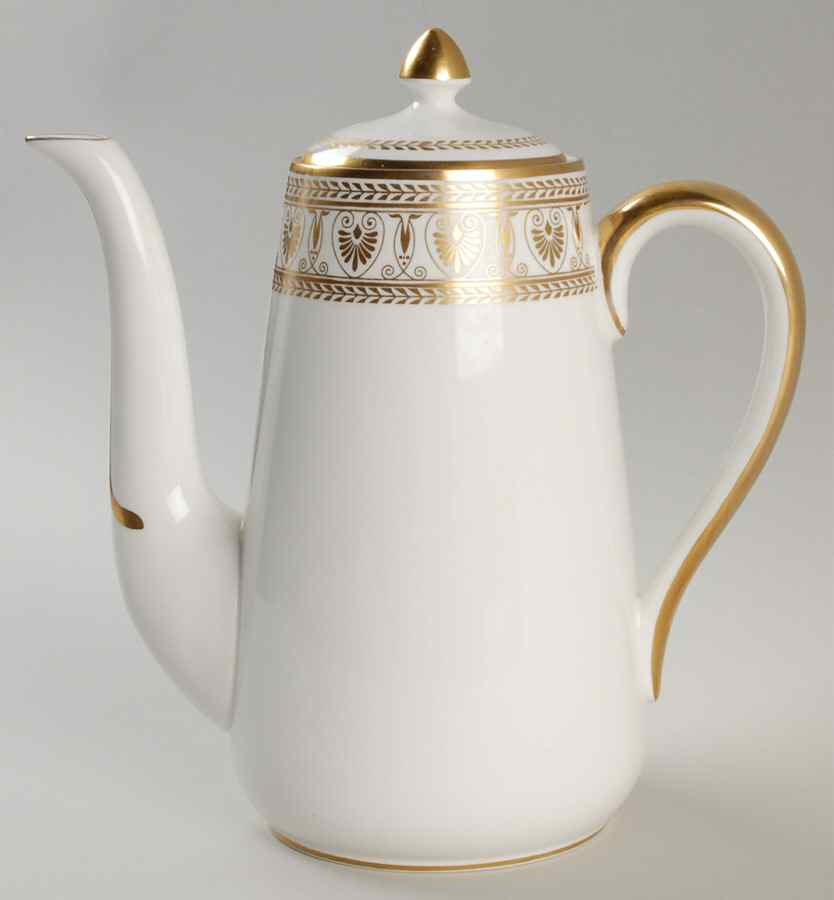 Gold Victoria Coffee Pot & Lid by Crown Staffordshire-1
