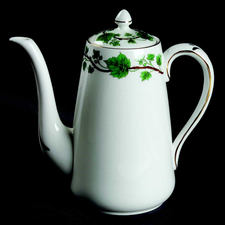 Green Vine Coffee Pot & Lid by Crown Staffordshire-1