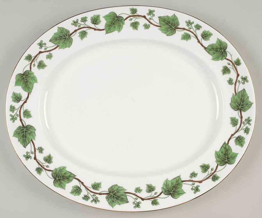 Green Vine 15" Oval Serving Platter by Crown Staffordshire-1