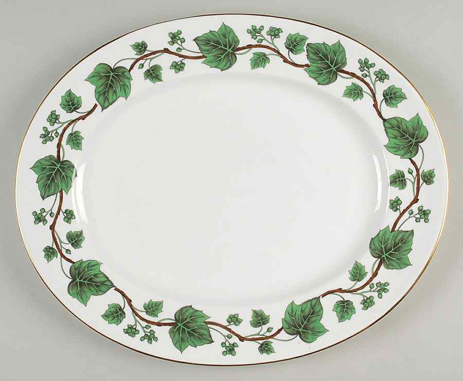 Green Vine 13" Oval Serving Platter by Crown Staffordshire-1