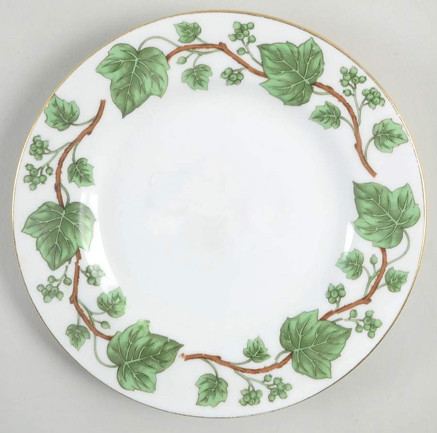 Green Vine Bread & Butter Plate by Crown Staffordshire-1