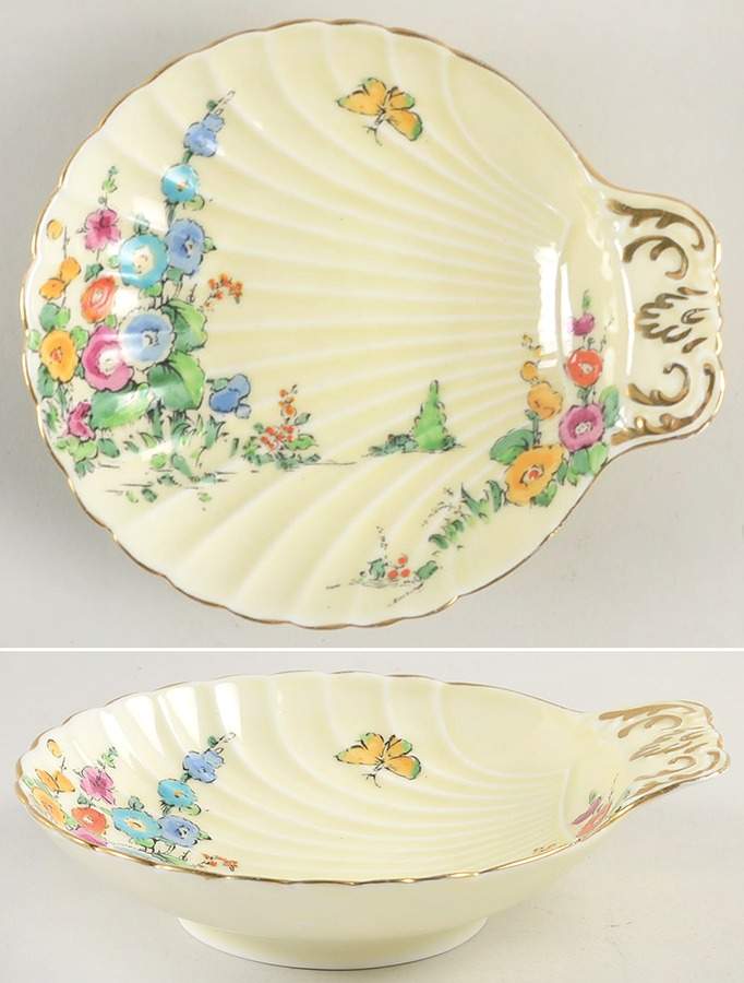 Hollyhock 5" Shell Shaped Dish by Crown Staffordshire-1
