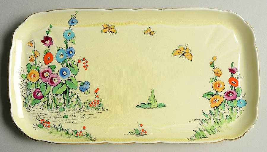 Hollyhock 10" Sandwich Tray by Crown Staffordshire-1