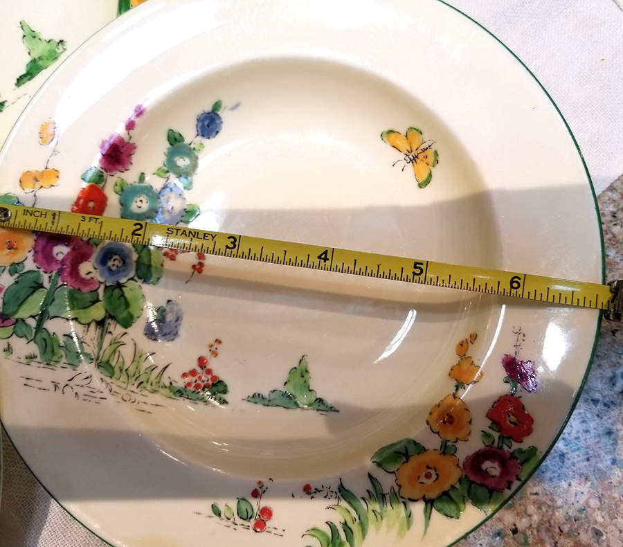 Hollyhock Rim Cereal Bowl by Crown Staffordshire-1