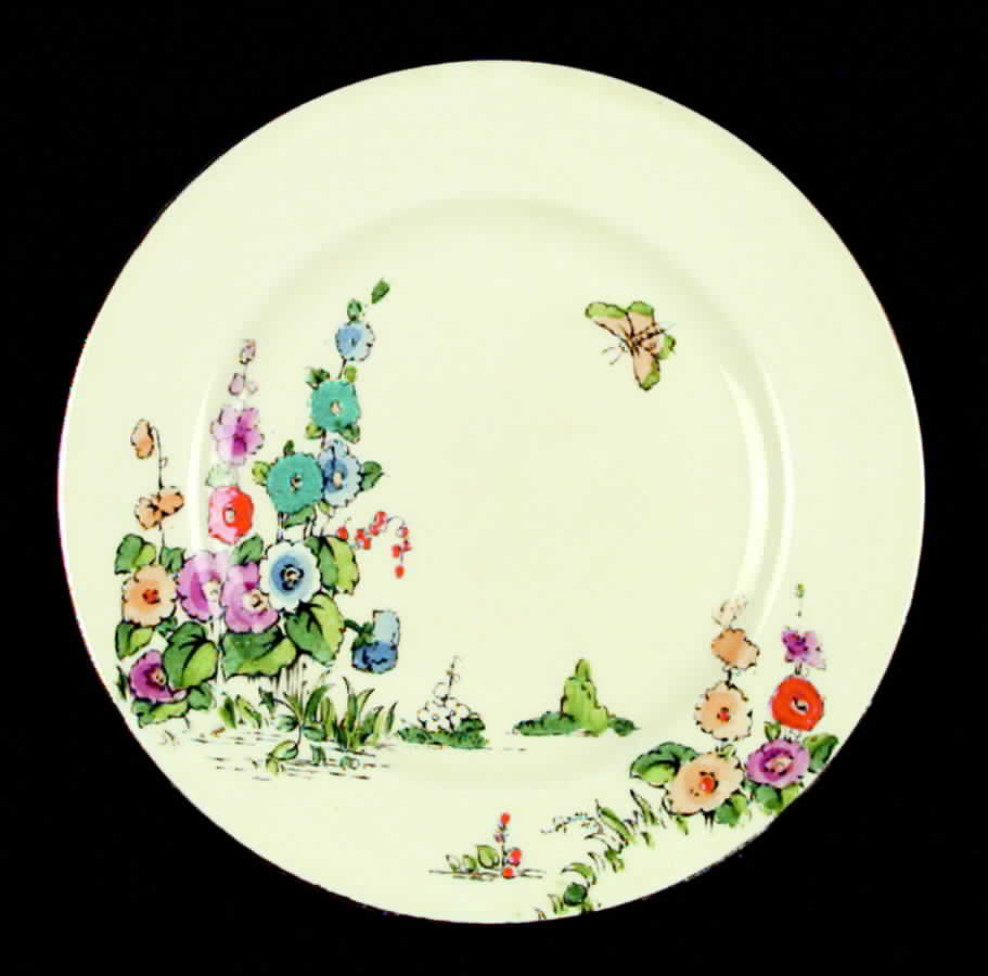 Hollyhock Salad Plate by Crown Staffordshire-1