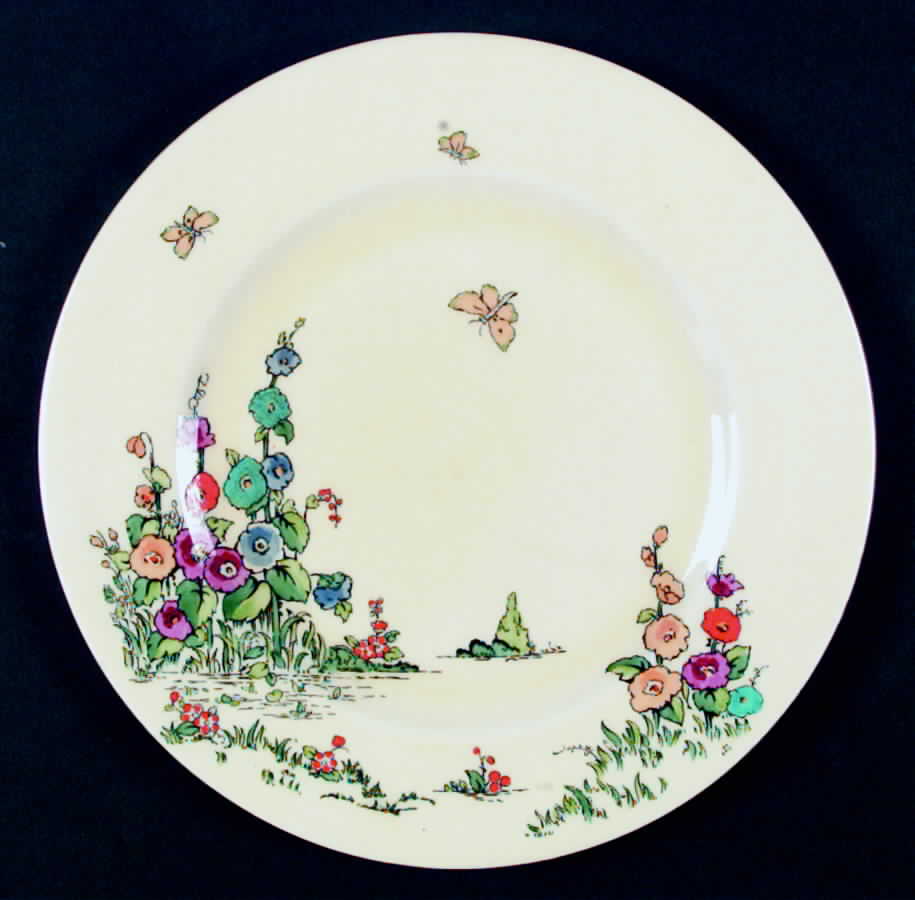 Hollyhock Dinner Plate by Crown Staffordshire-1